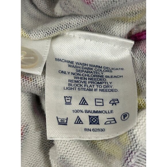 Womens Lands End Floral Cardigan Sweater 1X Button Front Pima Cotton - Picture 8 of 10